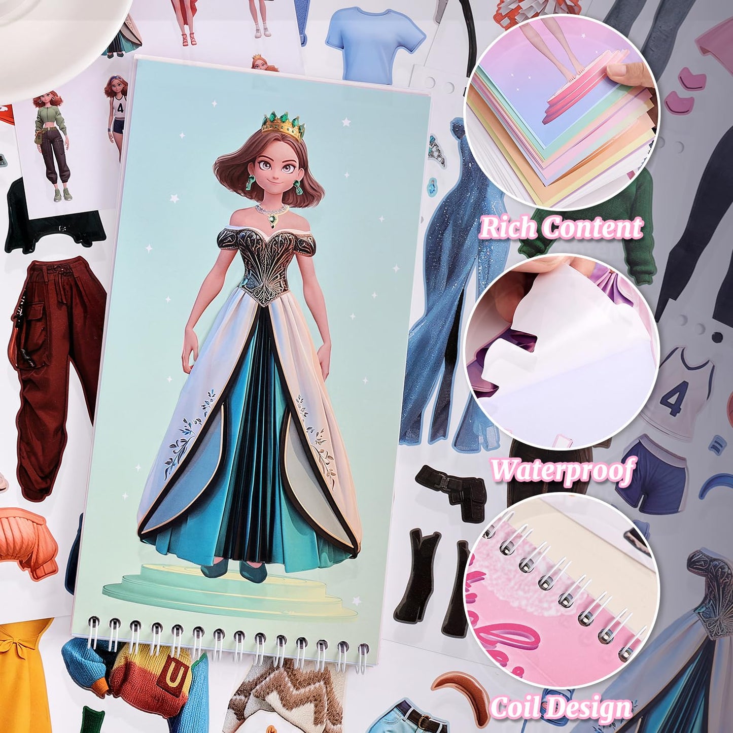 PAGEMORE 25 Sheets Dress Up Stickers for Kids – Princess Sticker Set for Creative Play & Gifts