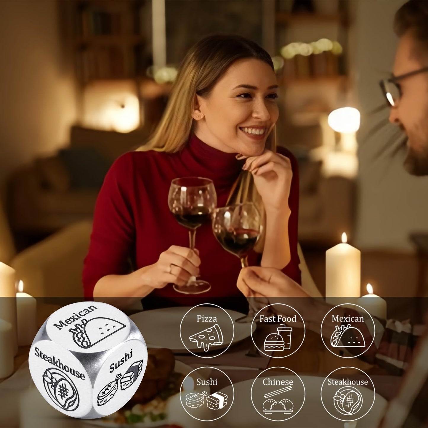 Paginafr 2PCS Food & Movie Decision Dices – Date Night & Gift Idea