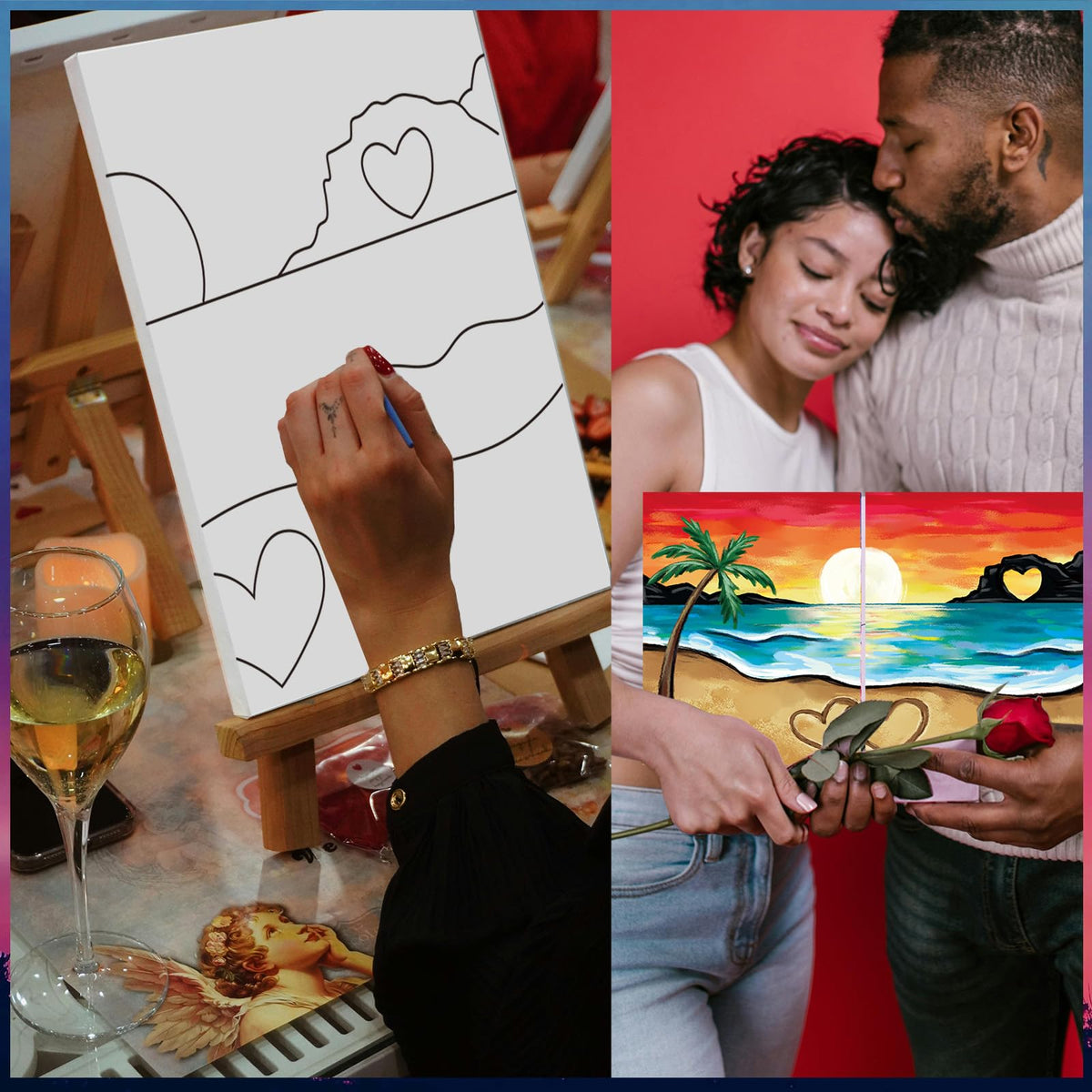 PAILIM 8x10 Couples Painting Kit – Sip & Paint at Home Date Night
