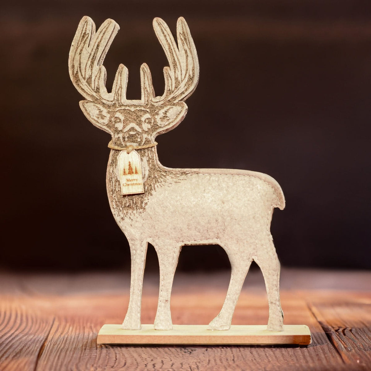 30cm Wooden Reindeer Christmas Decoration Rustic Ornament