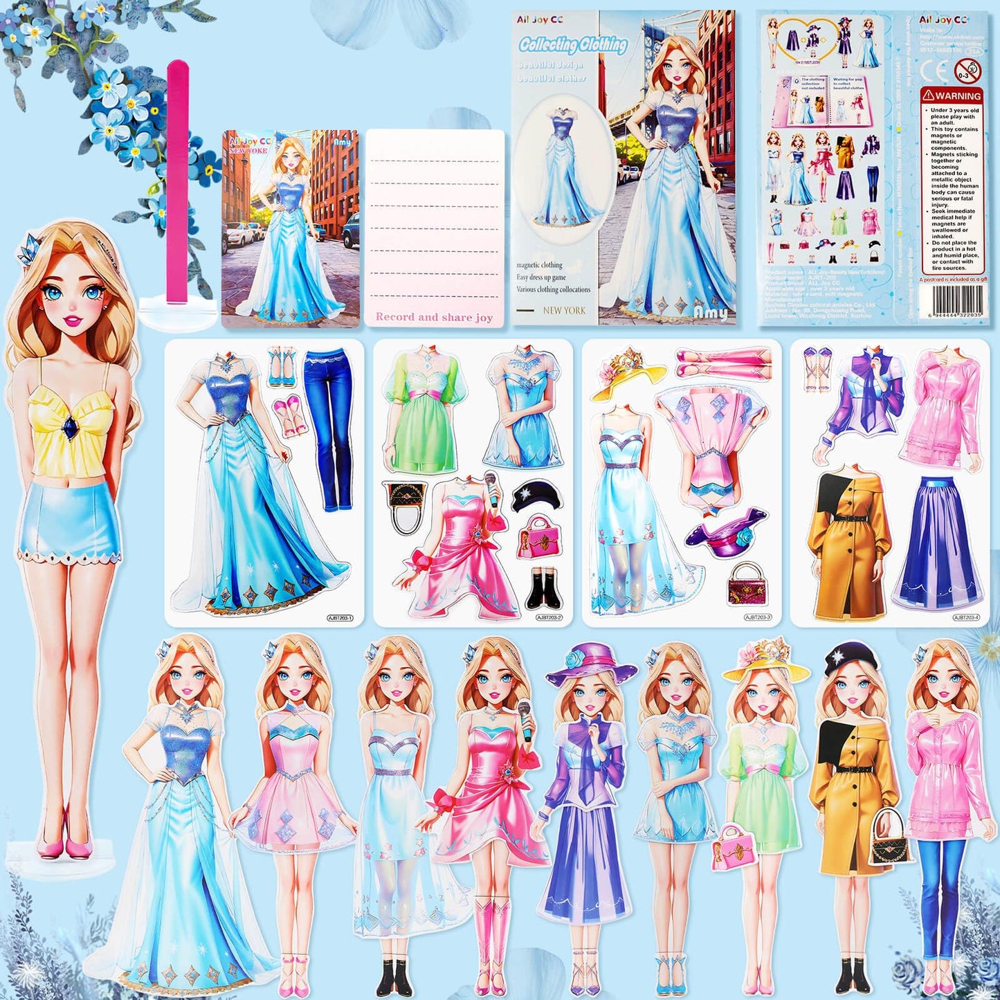 PainZieteg Magnetic Dress Up Dolls – Portable Princess Paper Dolls for Girls 4-10 (Amy)