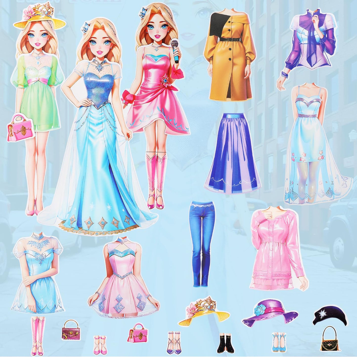 PainZieteg Magnetic Dress Up Dolls – Portable Princess Paper Dolls for Girls 4-10 (Amy)