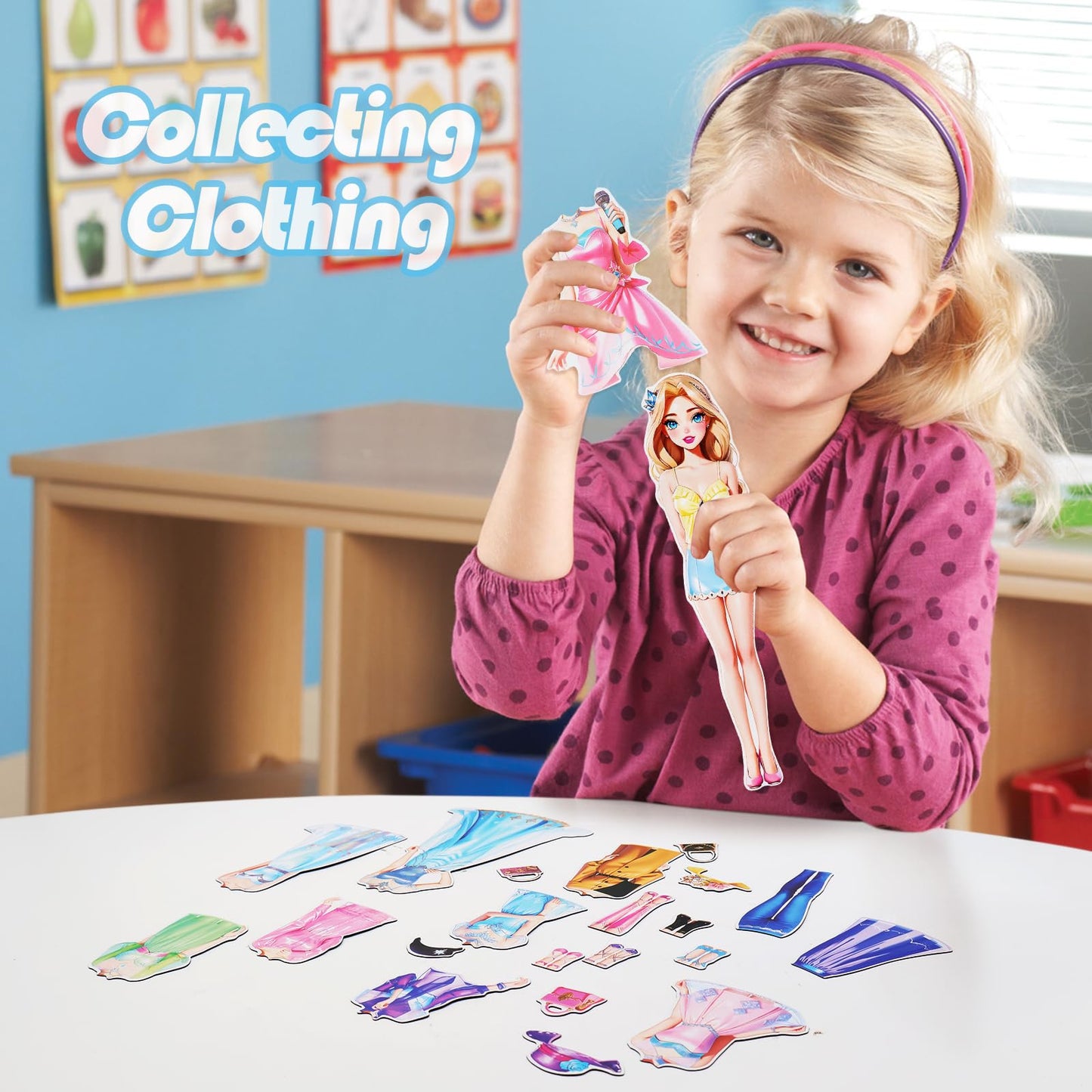 PainZieteg Magnetic Dress Up Dolls – Portable Princess Paper Dolls for Girls 4-10 (Amy)