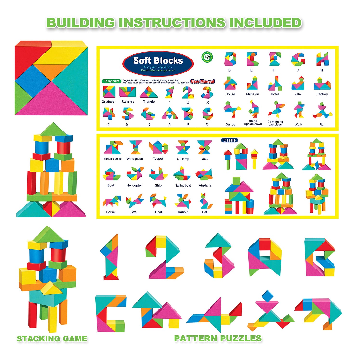 Pairez Toys Foam Blocks for Toddlers - 138-Piece Soft EVA Stacking & Learning Toy Set