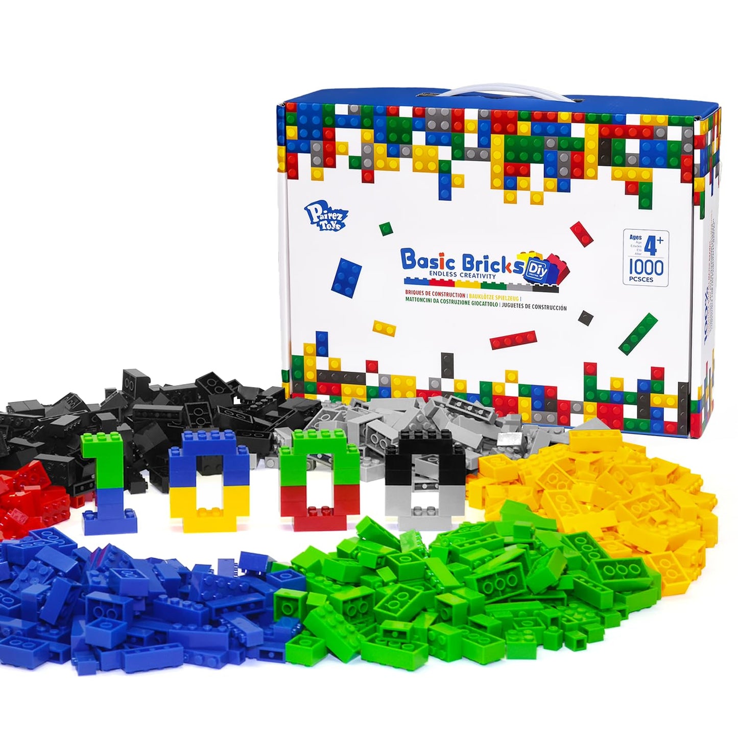 Pairez Toys 1000-Piece Building Bricks Set — Classic MOC Starter, Compatible with Major Brands