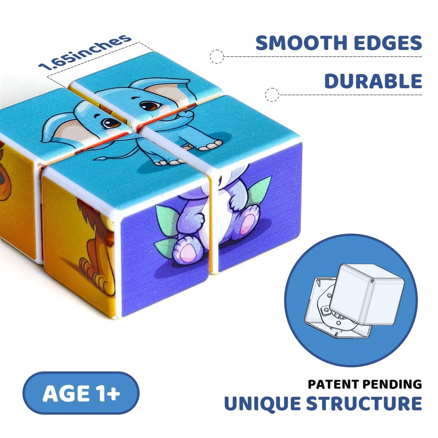 Pairez Toys 3D Magnetic Cubic Jigsaw Blocks for Toddlers – 1.65 in, 6 Animal Patterns