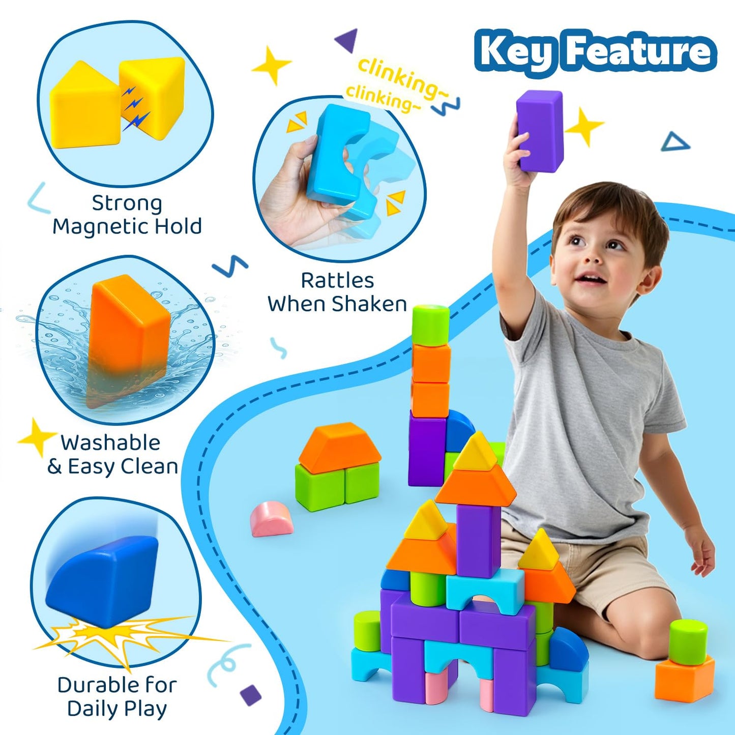 Pairez Toys Magnetic Building Blocks – 37pcs for Kids 4-8 | 3D Stacking & Sensory Montessori Play