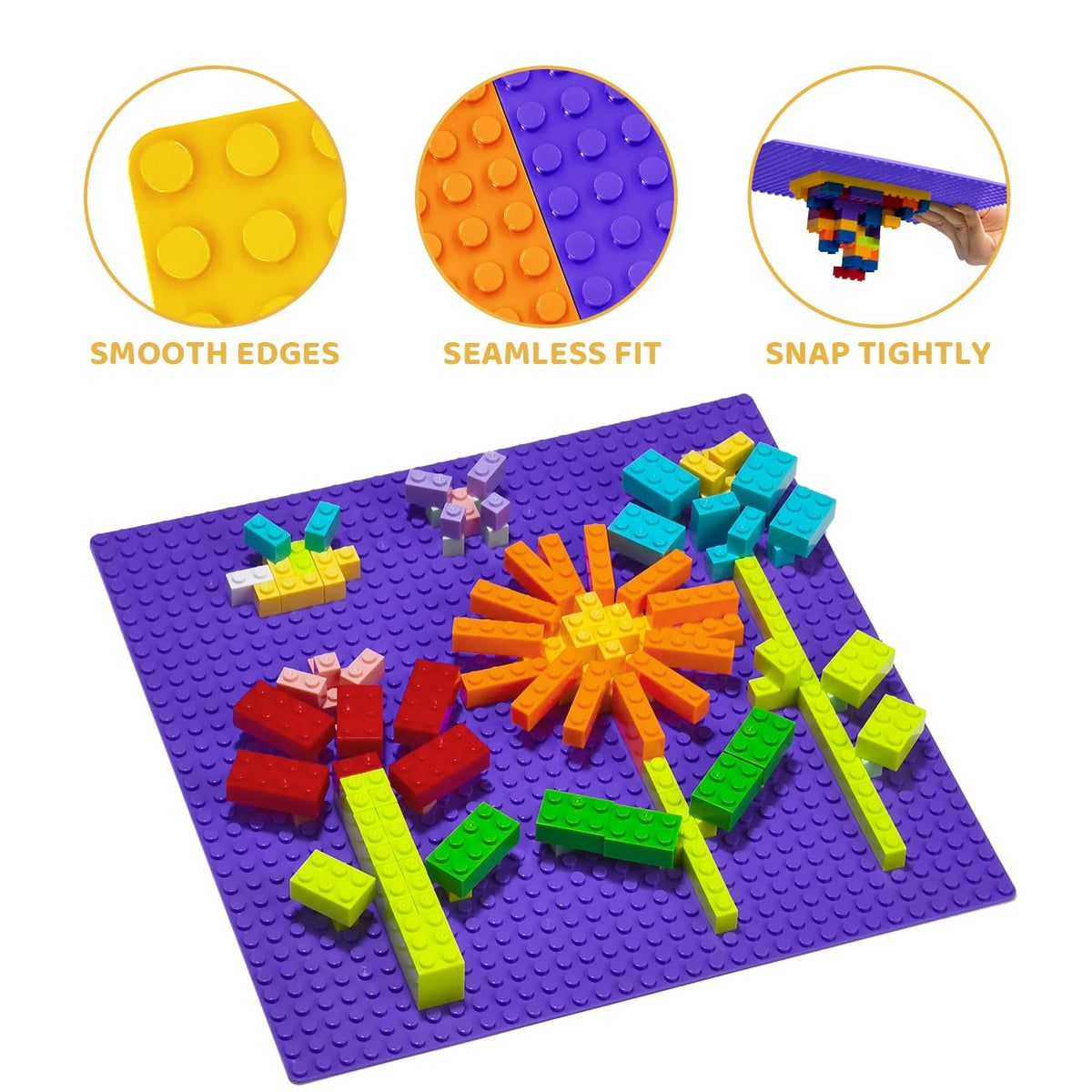 Pairez Toys Classic Baseplate 32x32 – 8-Pack Square Building Plates, Compatible with Major Brands (Yellow & Red)