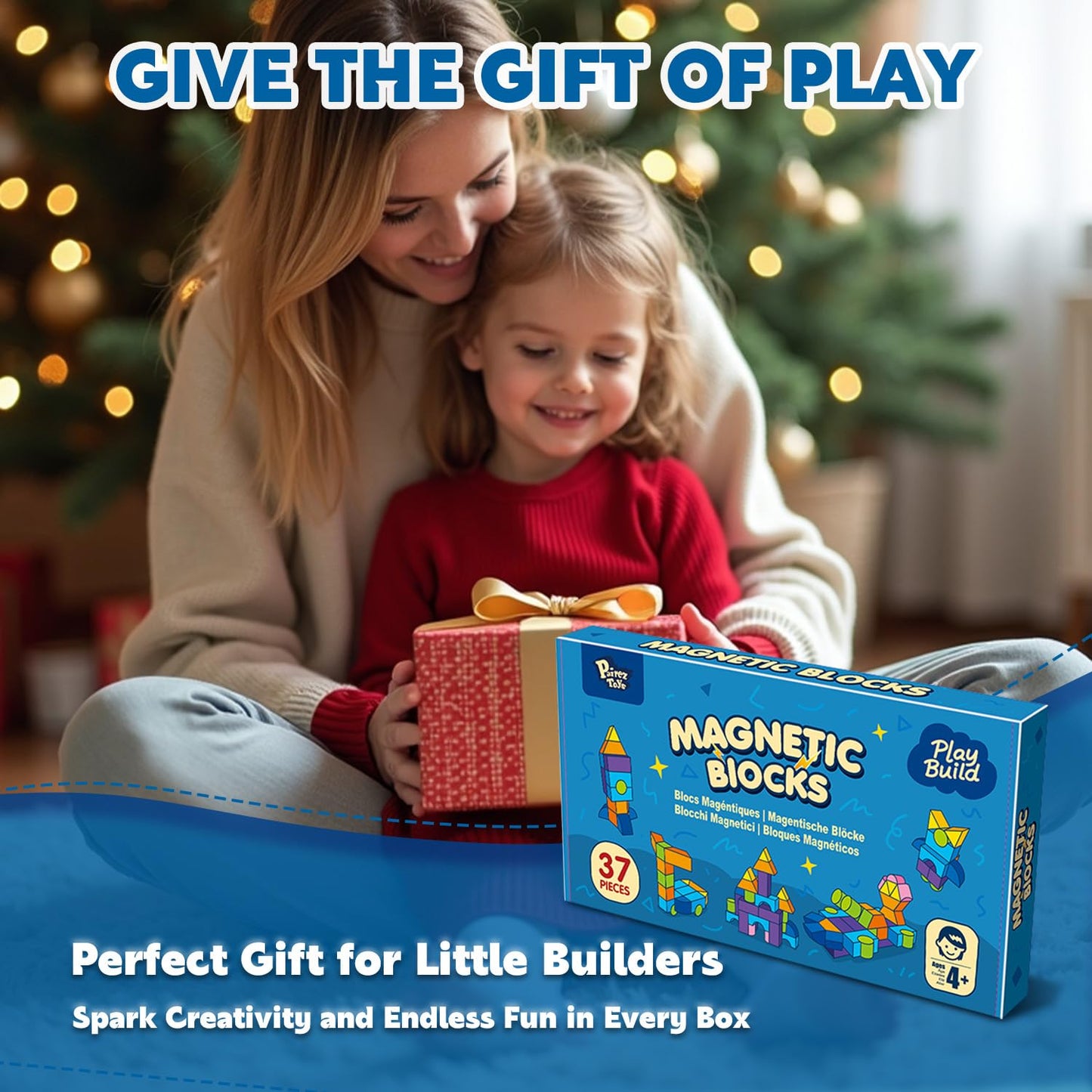 Pairez Toys Magnetic Building Blocks – 37pcs for Kids 4-8 | 3D Stacking & Sensory Montessori Play