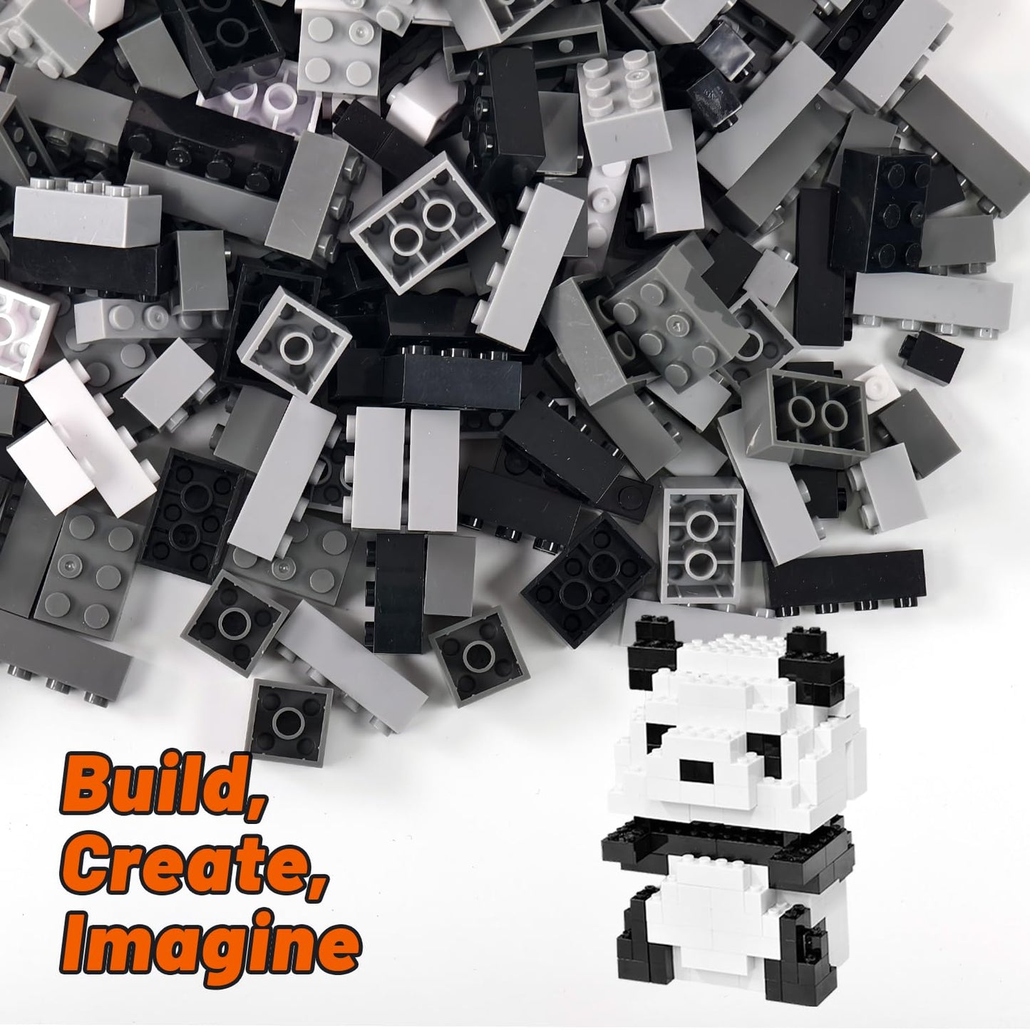 Pairez Toys 1000-Piece Building Blocks Set – 2x4 Bricks, STEM Toys for Kids 4–8 (Black, Gray, White)