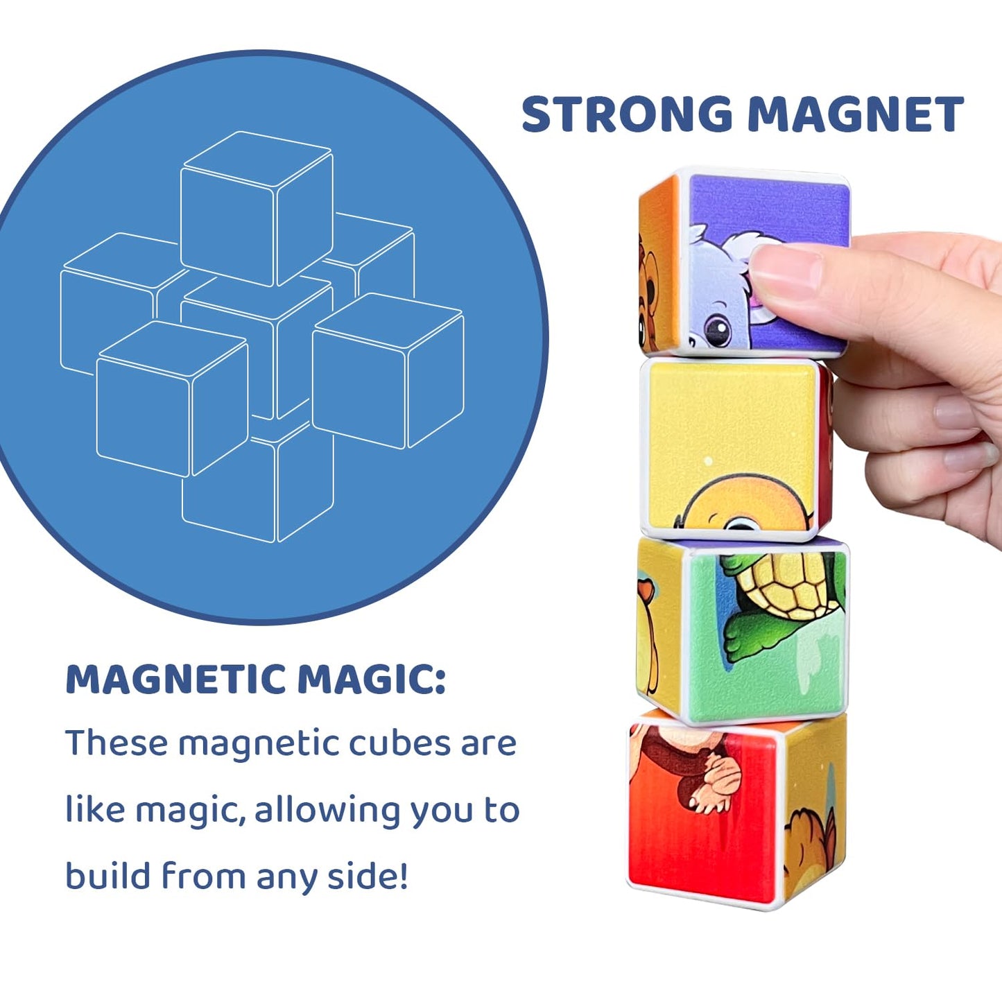 Pairez Toys Magnetic Cubes for Toddlers – 1.65 Inch Large Building Blocks & STEM Play