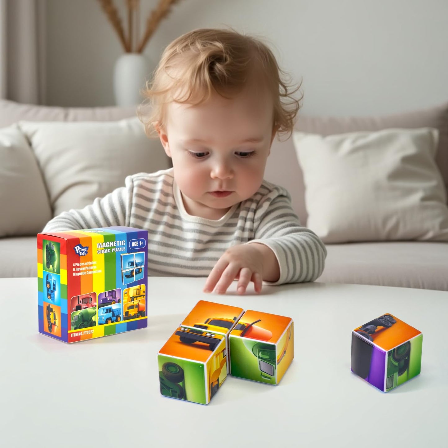 Pairez Toys Magnetic Cubes for Toddlers – 1.65 Inch Large Building Blocks & STEM Play