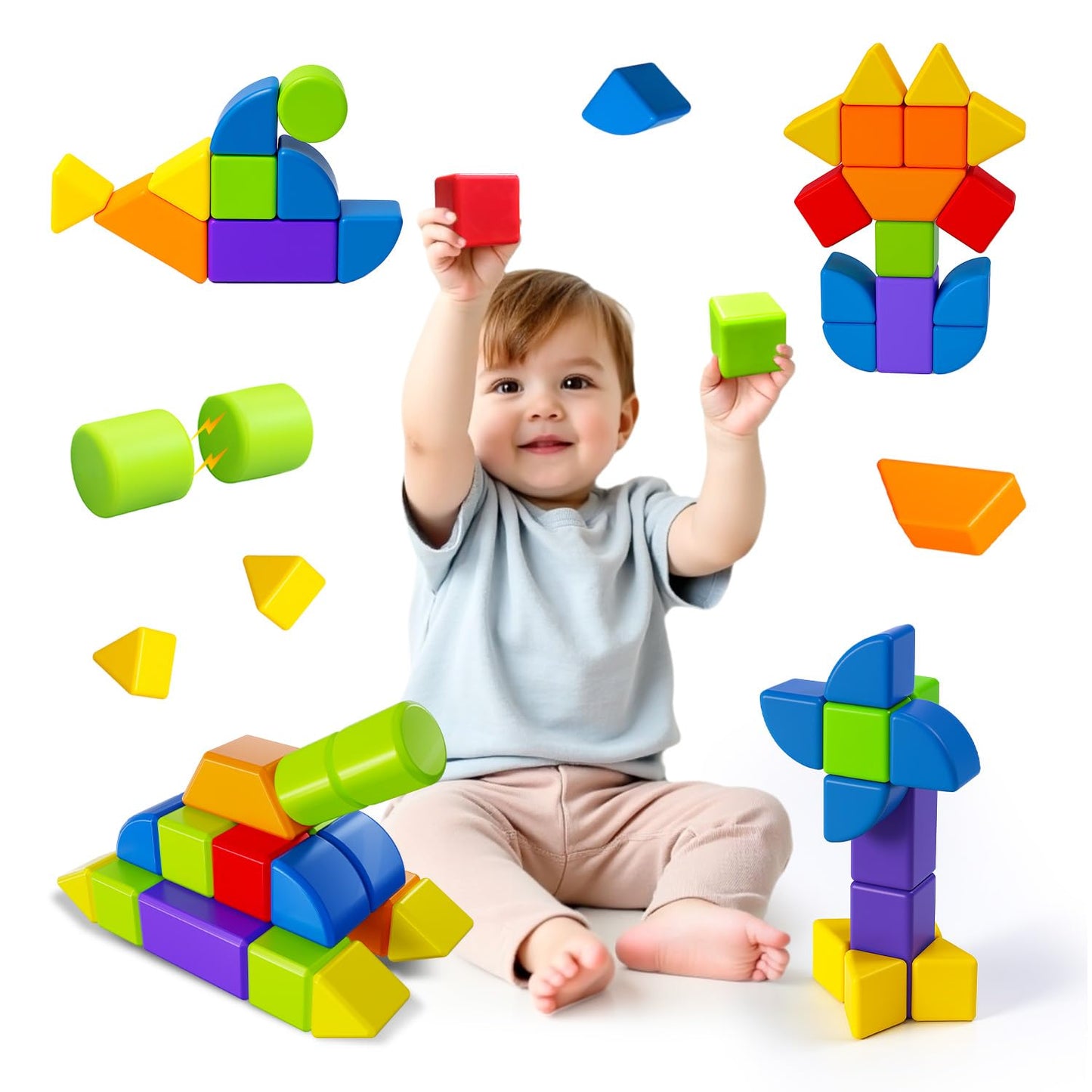 Pairez Toys Magnetic Blocks – 21 Large 1.65-Inch Magnetic Building Cubes for Kids Ages 3–6