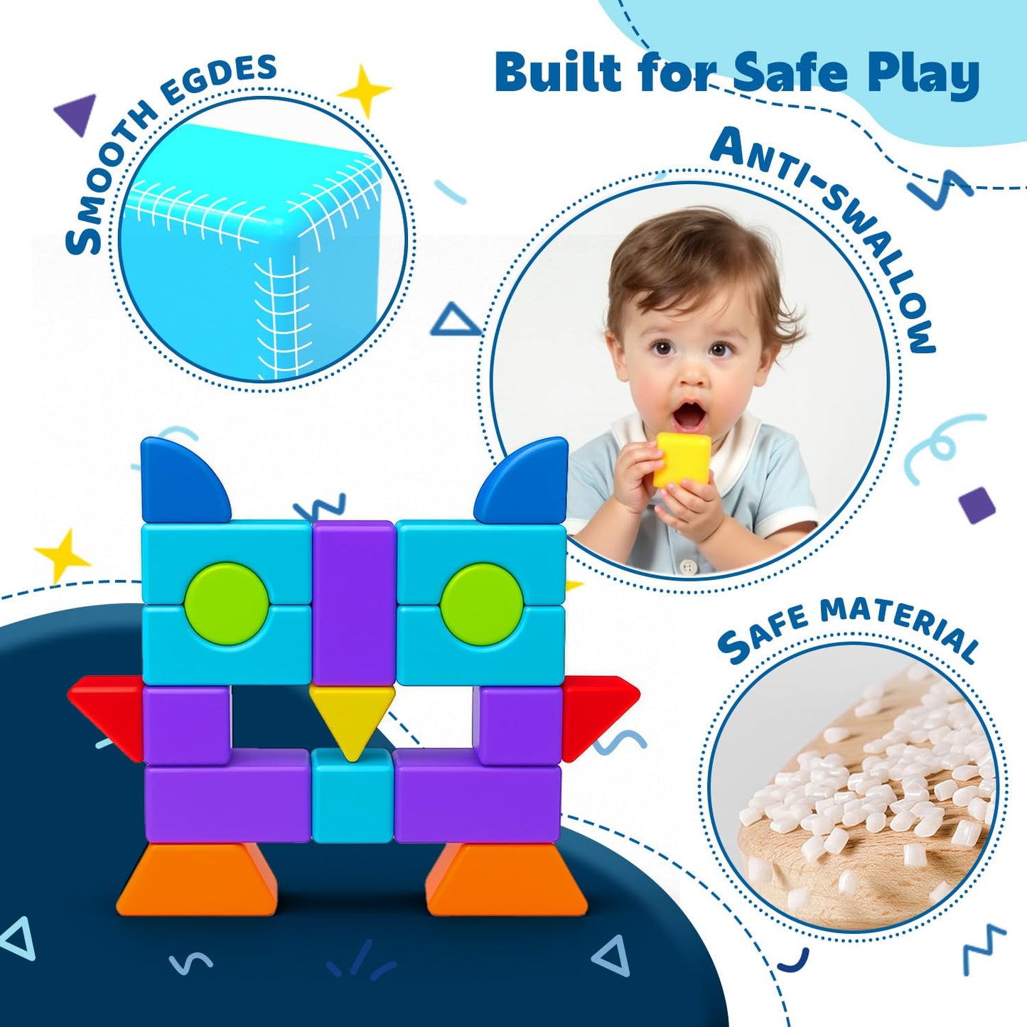 Pairez Toys Magnetic Blocks – Large 1.65" Cubes (19pc) Montessori Kit for Toddlers 3-5