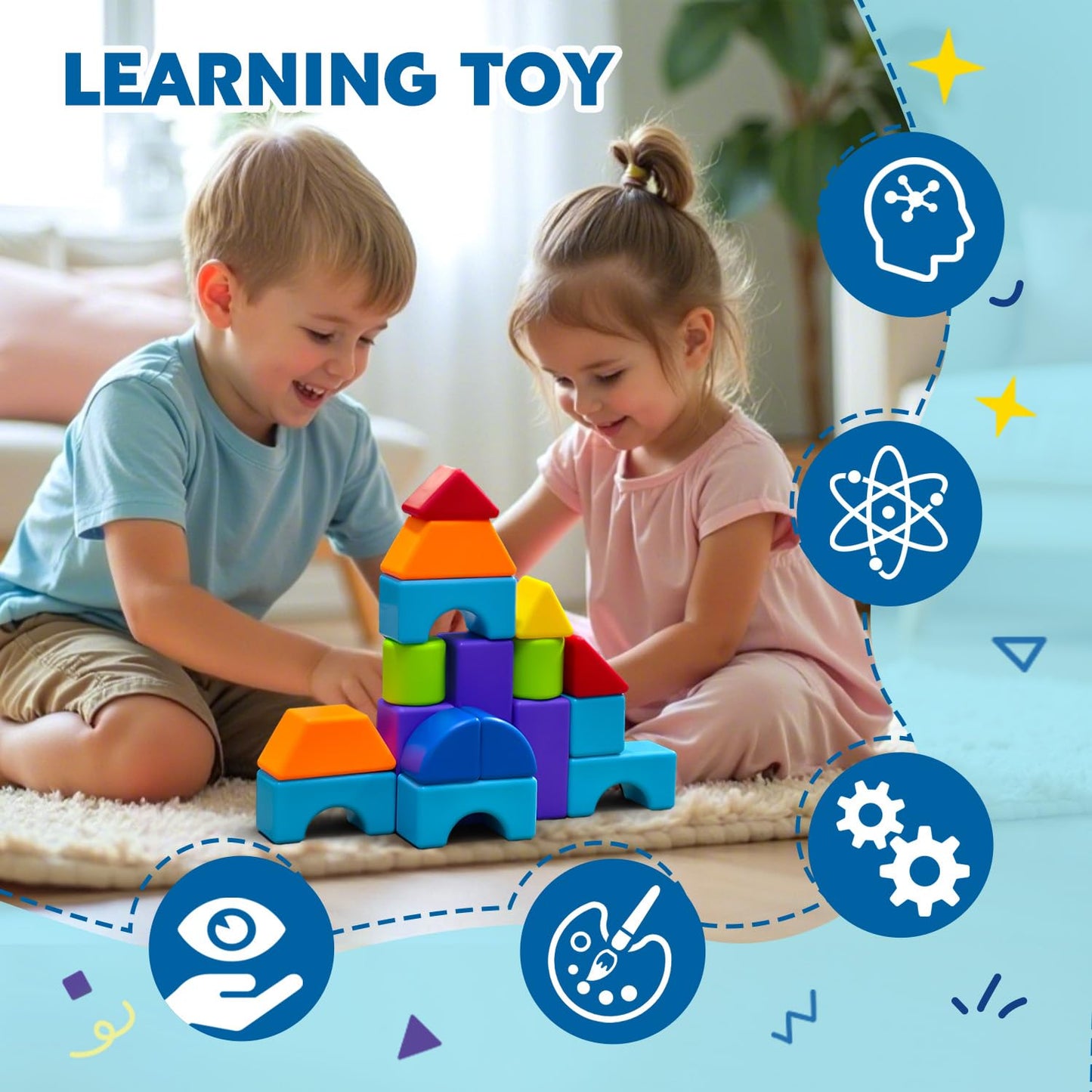 Pairez Toys Magnetic Blocks – Large 1.65" Cubes (19pc) Montessori Kit for Toddlers 3-5