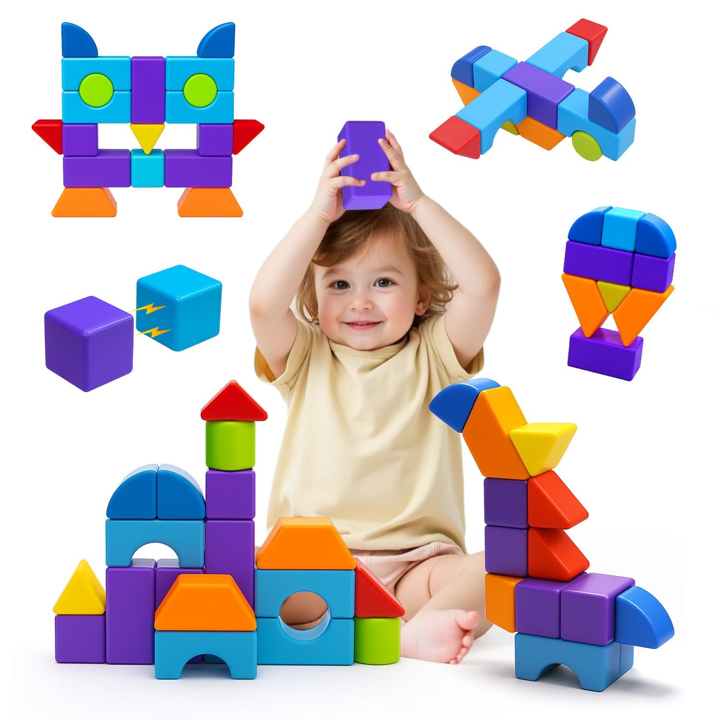 Pairez Toys Magnetic Blocks – Large 1.65" Cubes (19pc) Montessori Kit for Toddlers 3-5