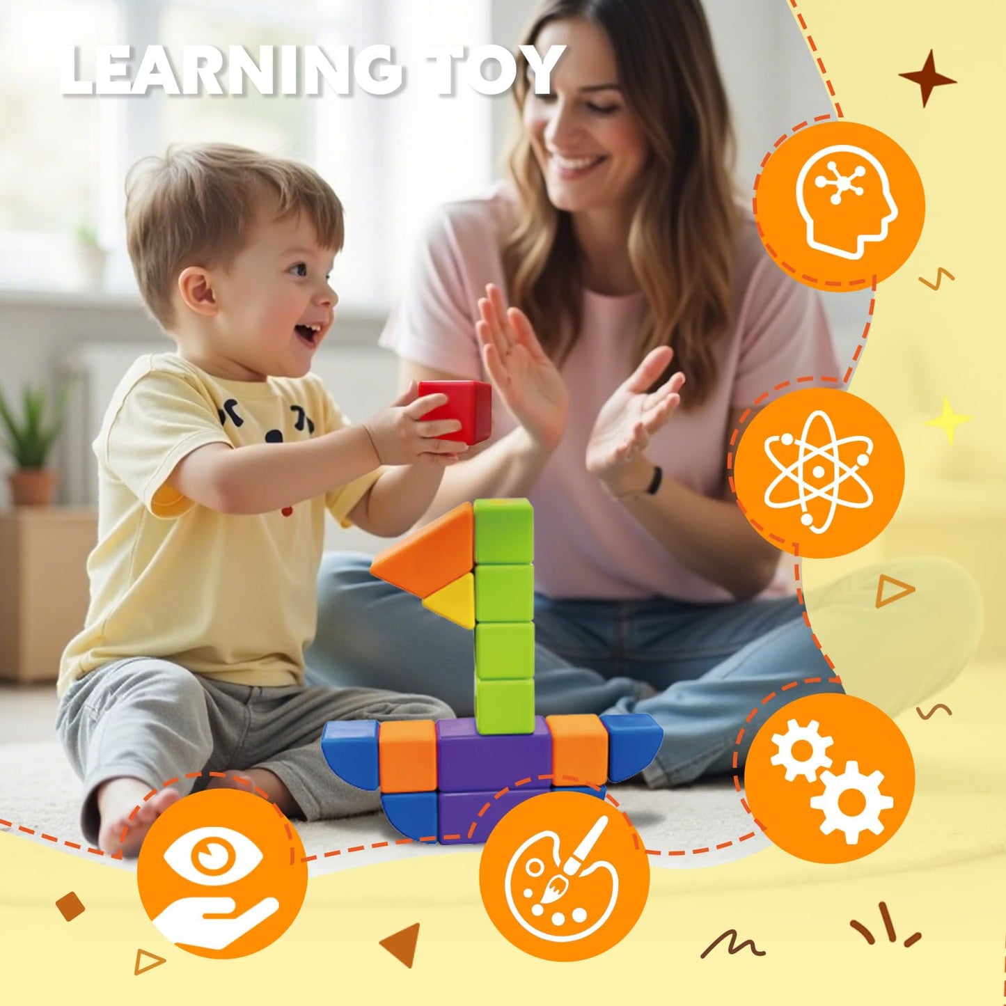 Pairez Toys Magnetic Blocks – 21 Large 1.65-Inch Magnetic Building Cubes for Kids Ages 3–6