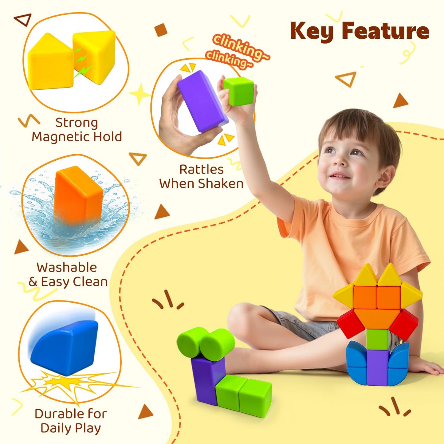 Pairez Toys Magnetic Blocks – 21 Large 1.65-Inch Magnetic Building Cubes for Kids Ages 3–6