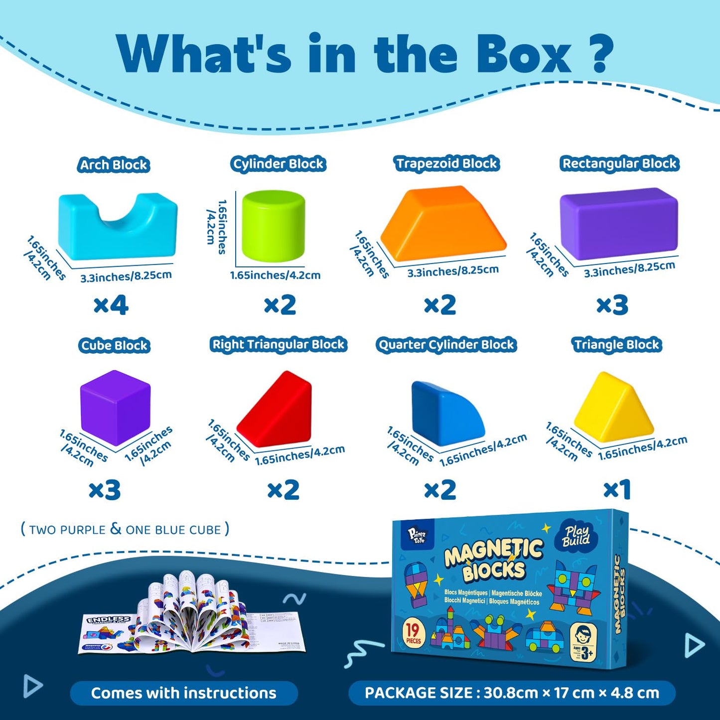 Pairez Toys Magnetic Blocks – Large 1.65" Cubes (19pc) Montessori Kit for Toddlers 3-5