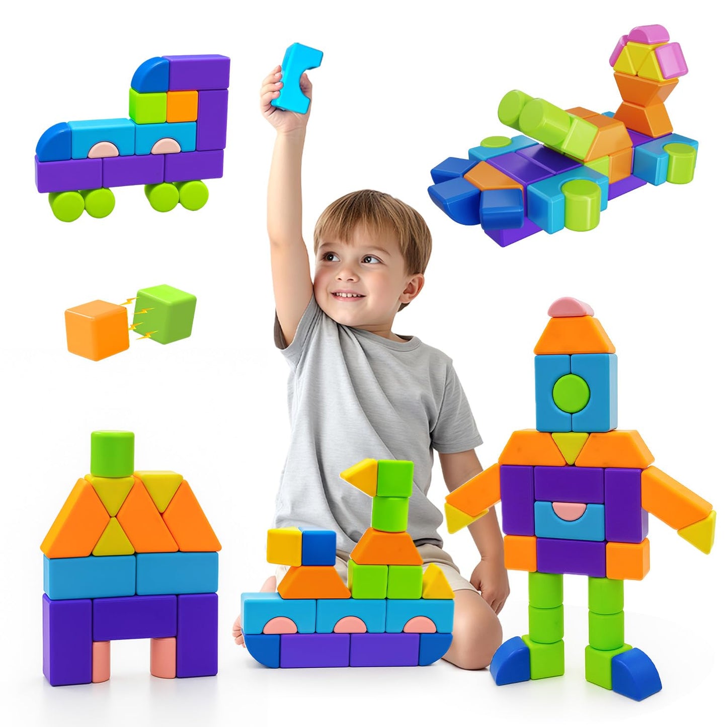Pairez Toys Magnetic Building Blocks – 37pcs for Kids 4-8 | 3D Stacking & Sensory Montessori Play