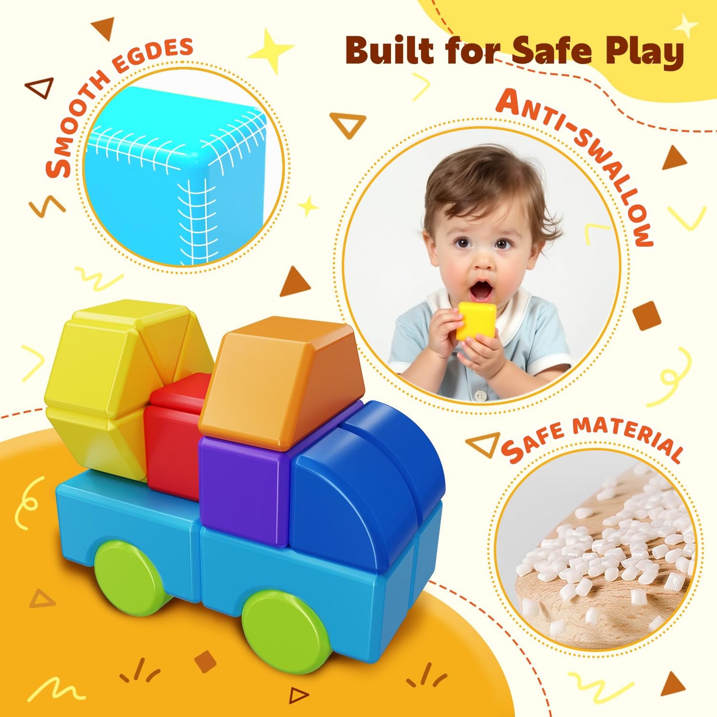Pairez Toys Multi-Shape Magnetic Blocks – 20-Piece Large Stacking & Building Set