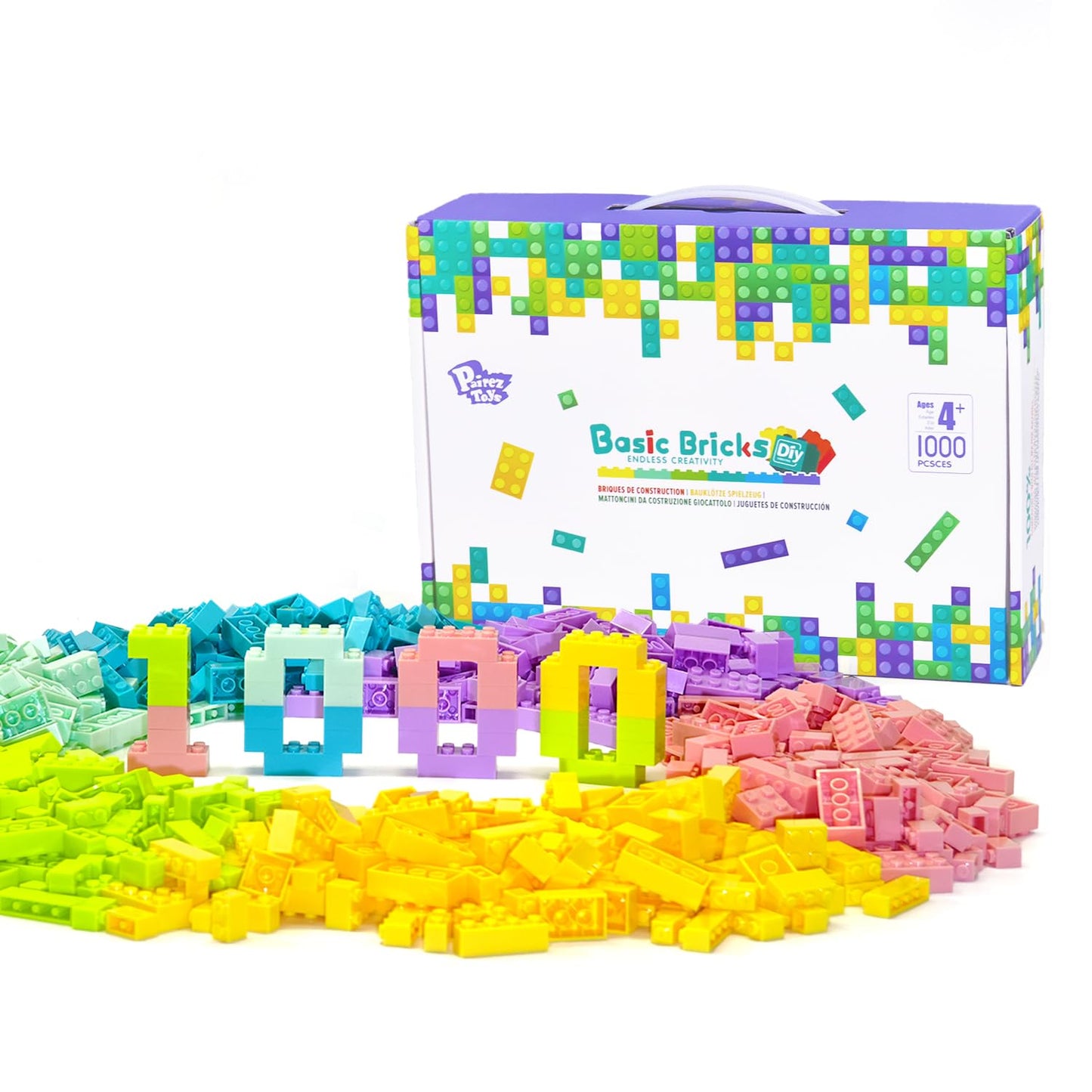 Pairez Toys Classic Building Bricks Playset – 1000+ Pastel Blocks for STEM Learning (Ages 4+)
