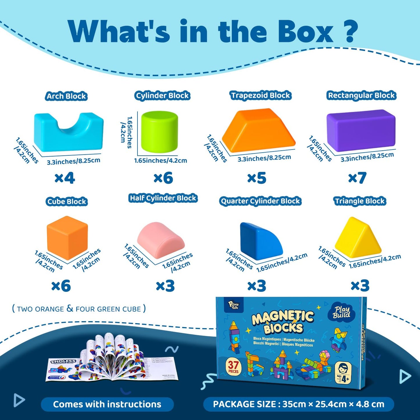 Pairez Toys Magnetic Building Blocks – 37pcs for Kids 4-8 | 3D Stacking & Sensory Montessori Play