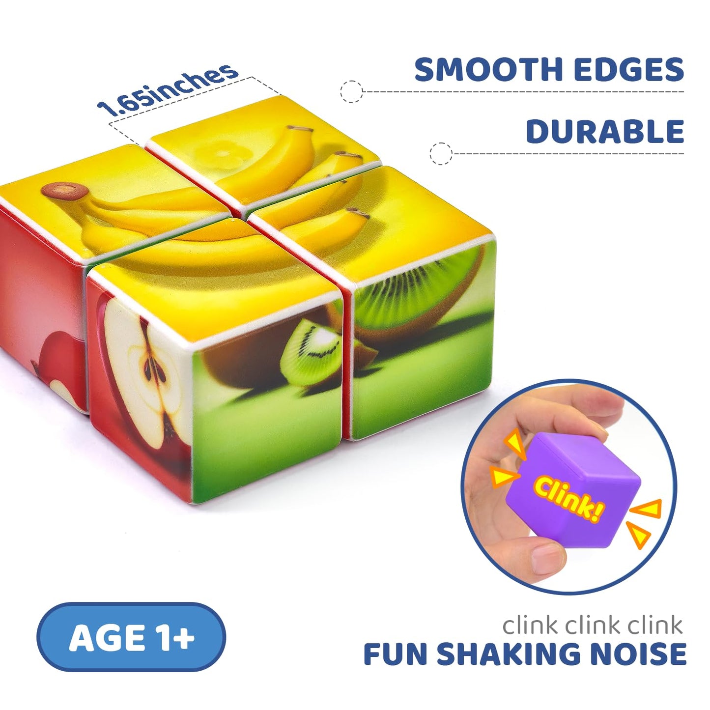 Pairez Toys Magnetic Blocks – 1.65-Inch Large Fruit Puzzle Cubes for Toddlers