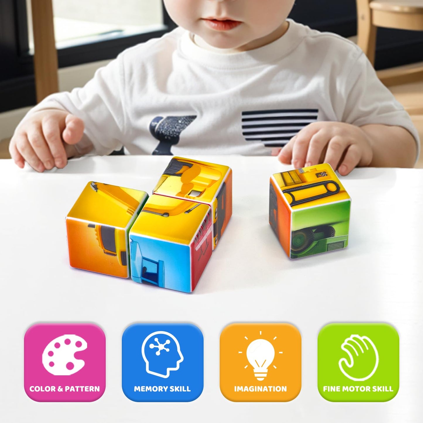 Pairez Toys Magnetic Cubes for Toddlers – 1.65 Inch Large Building Blocks & STEM Play