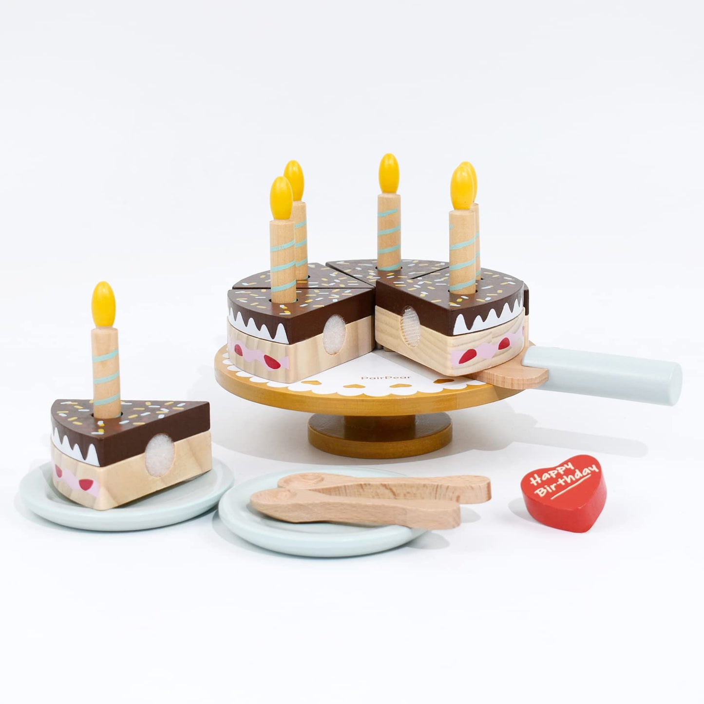 PairPear Birthday Party Cake Playset – Wooden Pretend Cake for Kids