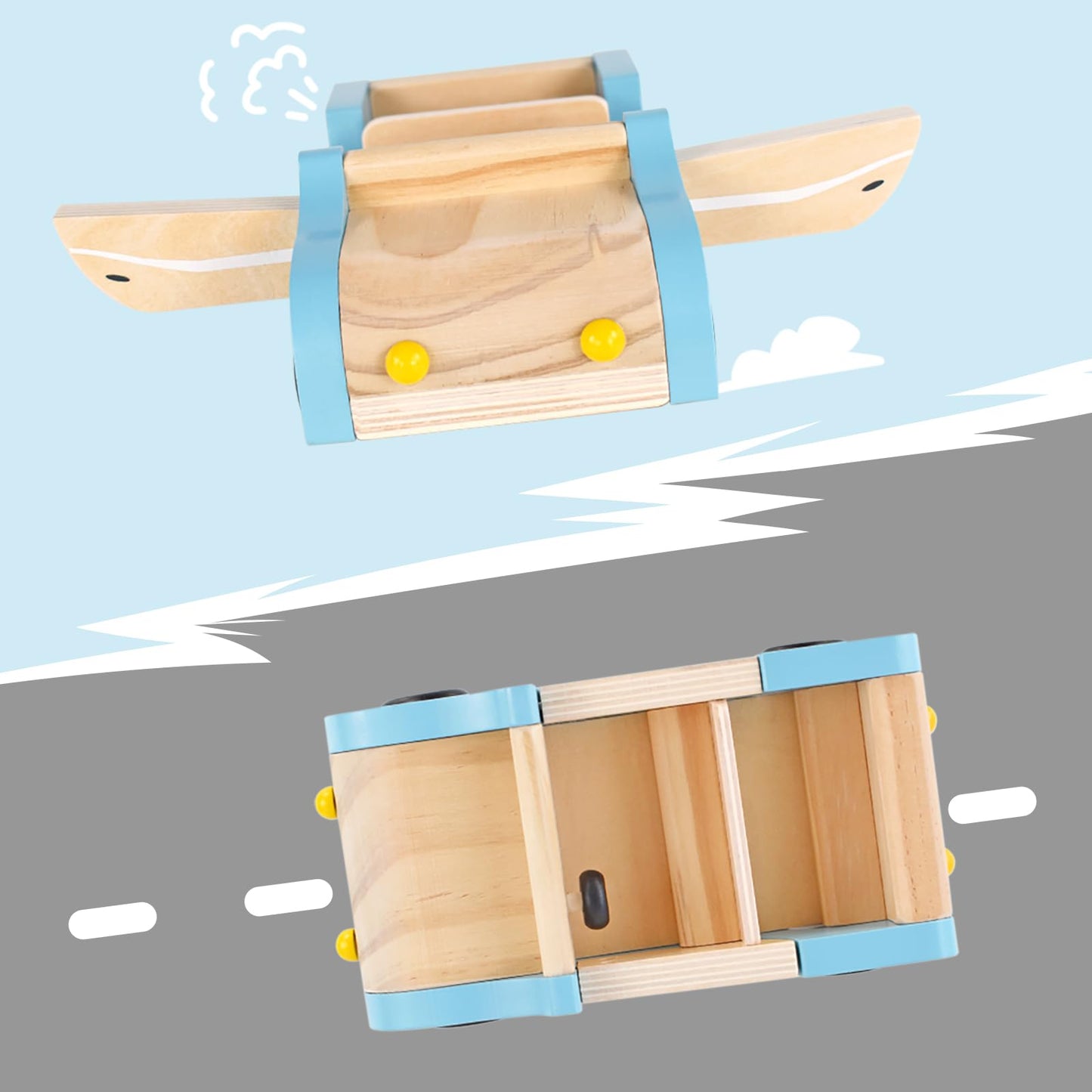 PairPear Wooden Family Car for Dolls – Durable Dollhouse Vehicle & Pretend Play