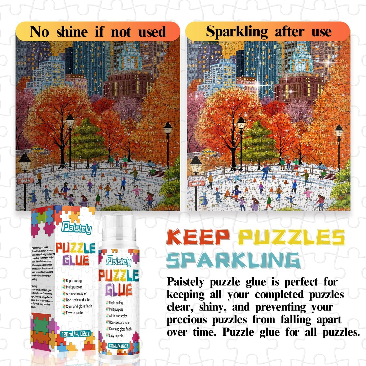 Paistely Puzzle Glue – Clear Quick-Dry PVA for 1000/3000/5000-Piece Puzzles