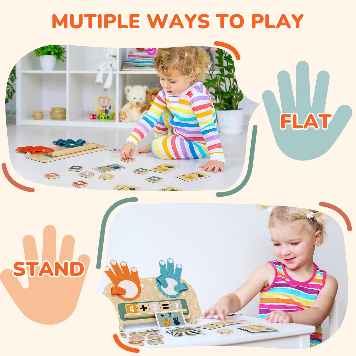 Paisure 2 in 1 Montessori Toys for 3-5 Year Olds – Double-Sided Math Blocks & Writing Board