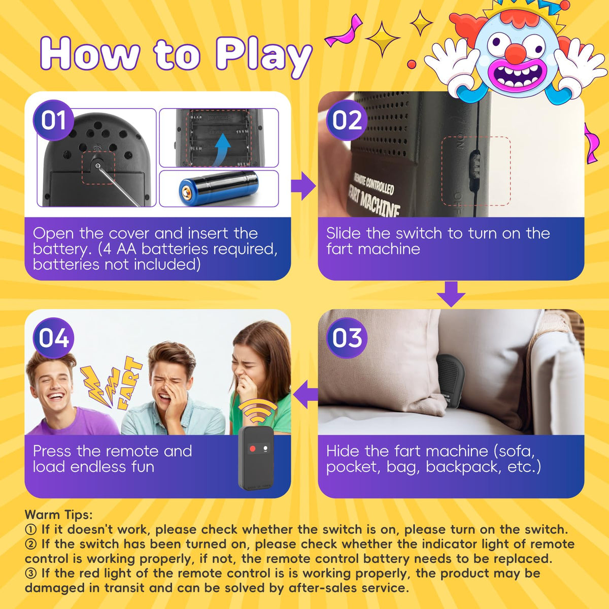 Pajojoqa Fart Machine with Remote – Fun Prank Toy for Parties & April Fools' Day