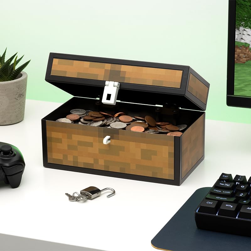 Paladone Minecraft Chest Money Bank – Officially Licensed Piggy Bank for Kids