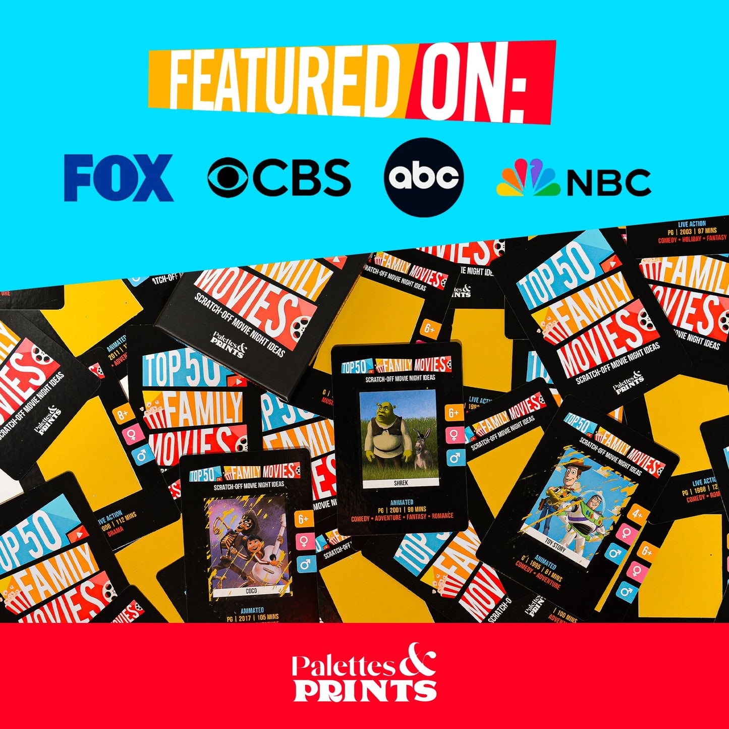 Palettes and Prints Premium Family Movie Night Scratch Off Cards – Family Gift & Movie Night Game