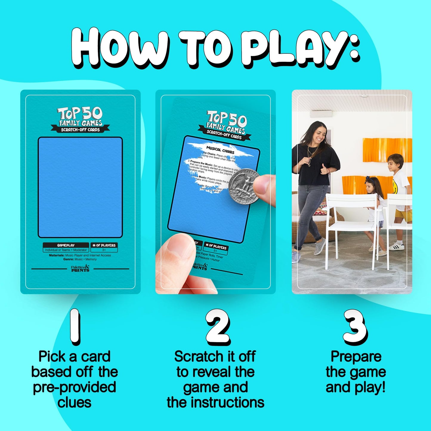 Palettes and Prints - 50-in-1 Scratch Off Card Games for Family Fun