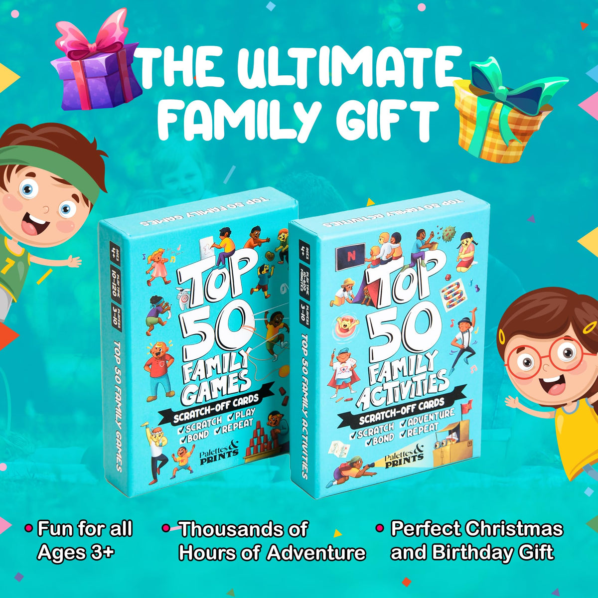 Palettes and Prints - Top 50 Family Activities: Scratch-Off Deck for Bonding & Fun
