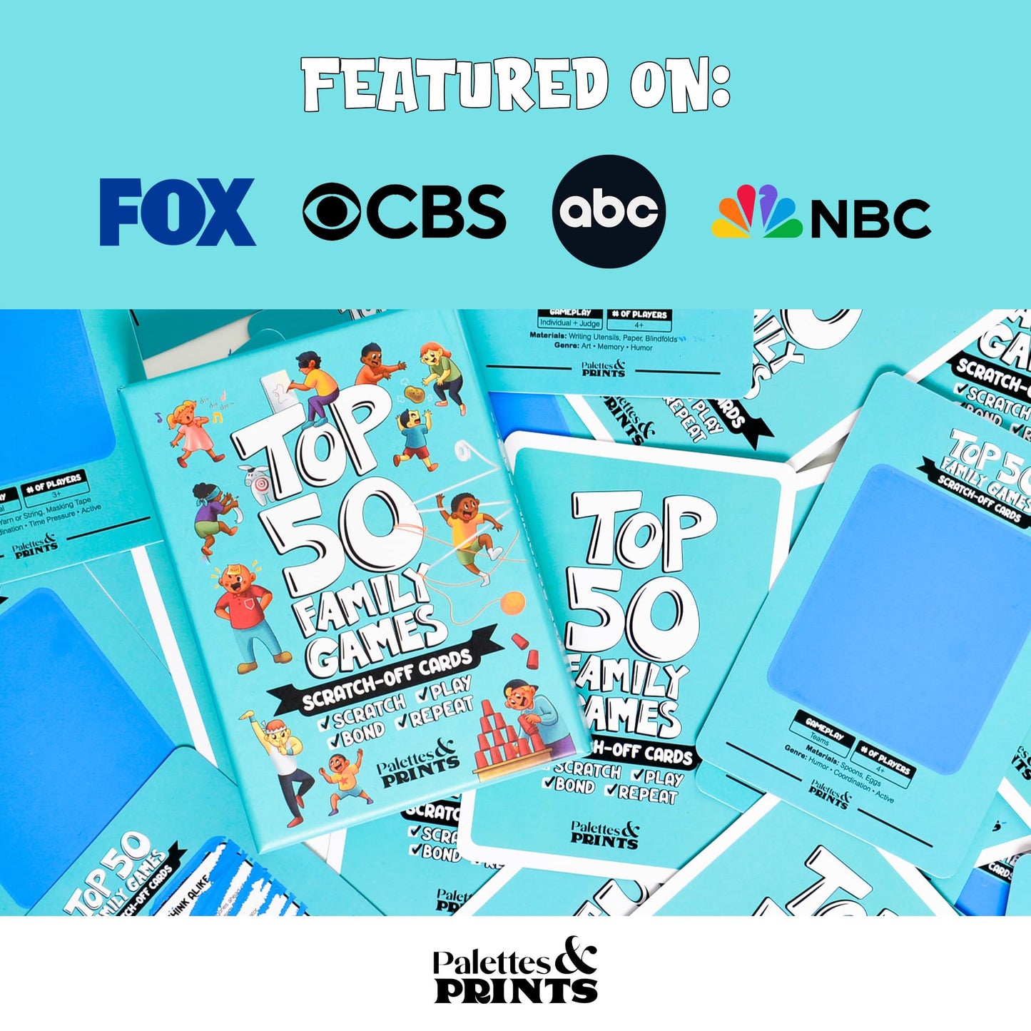 Palettes and Prints - 50-in-1 Scratch Off Card Games for Family Fun