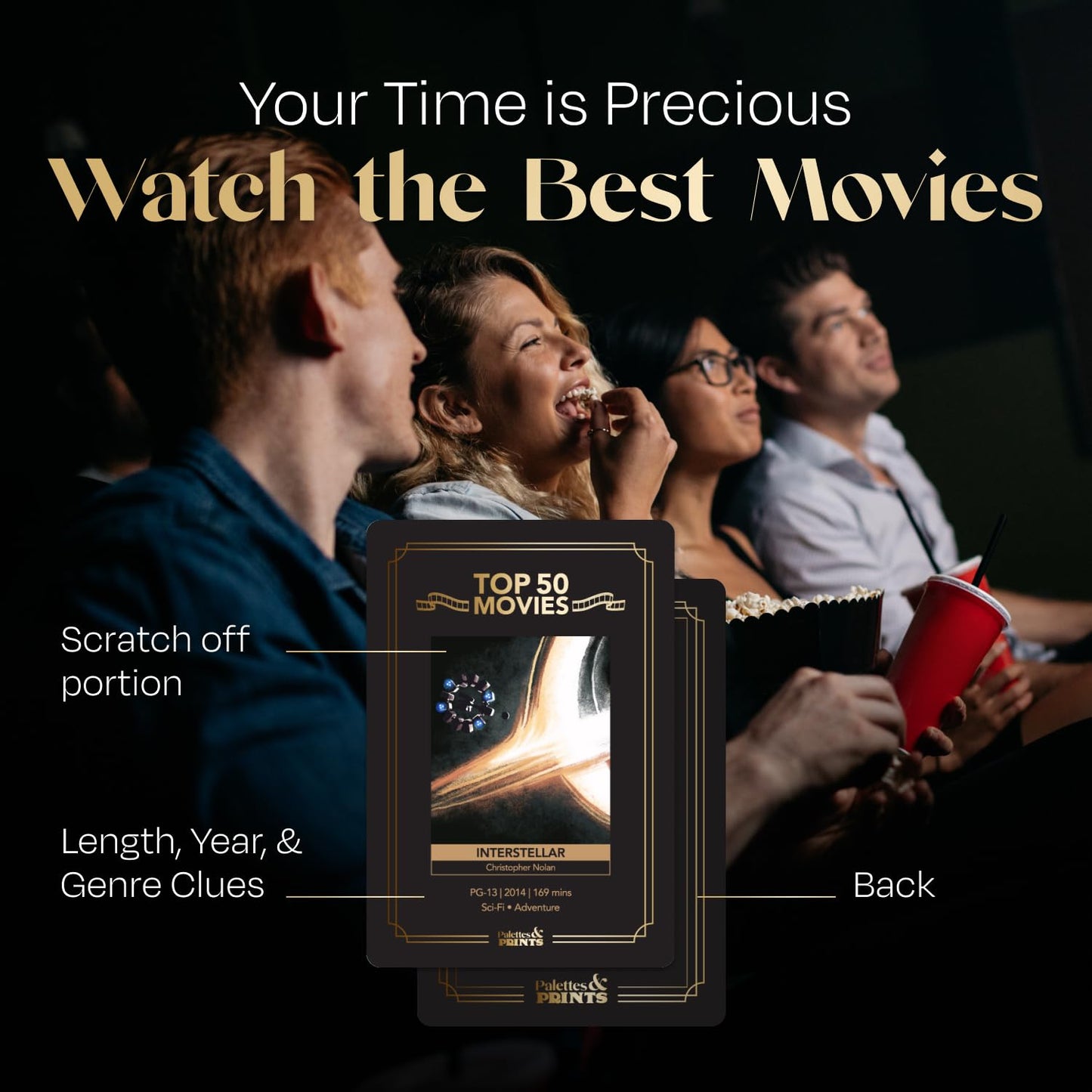 Palettes and Prints – Premium Movie Night Scratch Off Cards | Gifts for Movie Lovers