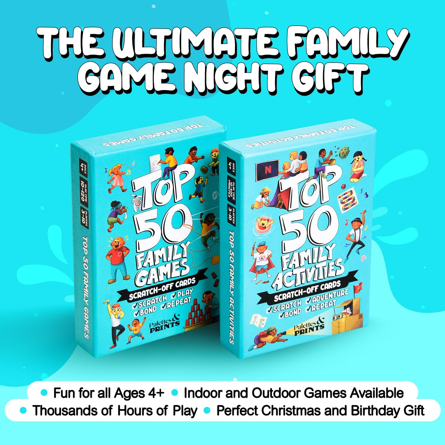 Palettes and Prints - 50-in-1 Scratch Off Card Games for Family Fun