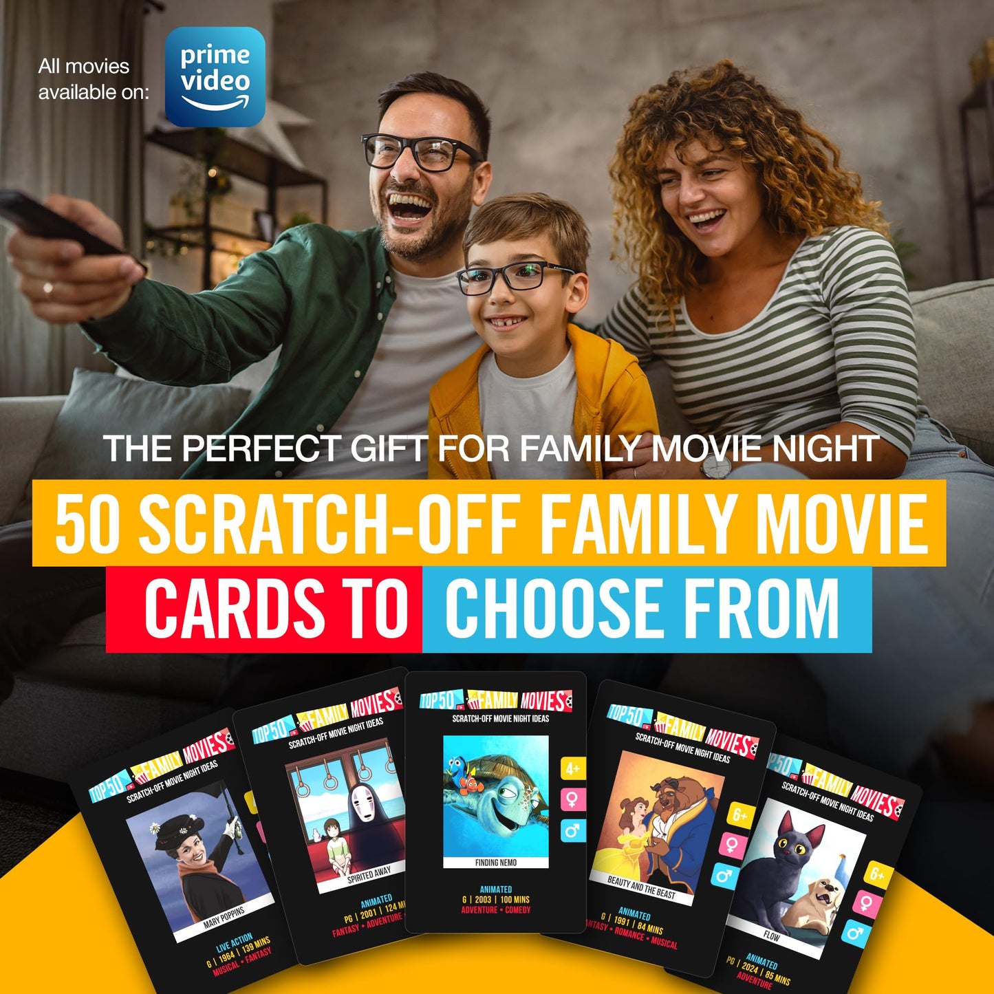 Palettes and Prints Premium Family Movie Night Scratch Off Cards – Family Gift & Movie Night Game