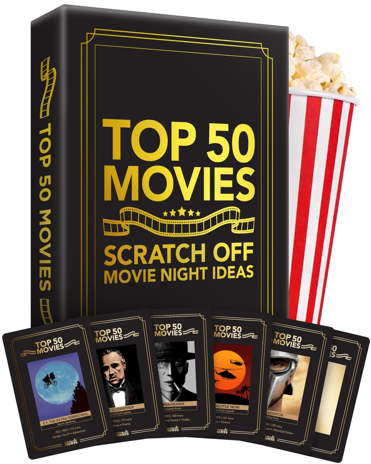 Palettes and Prints – Premium Movie Night Scratch Off Cards | Gifts for Movie Lovers