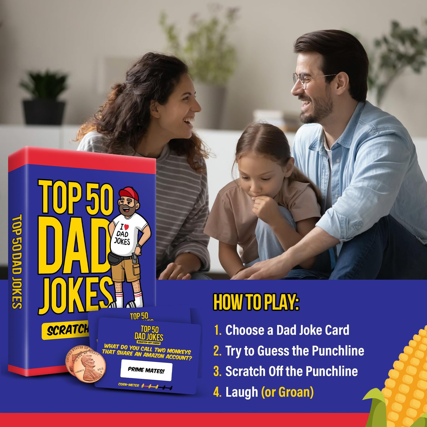 Palettes and Prints: Premium Top 50 Dad Jokes Scratch Off Cards – Gift Idea