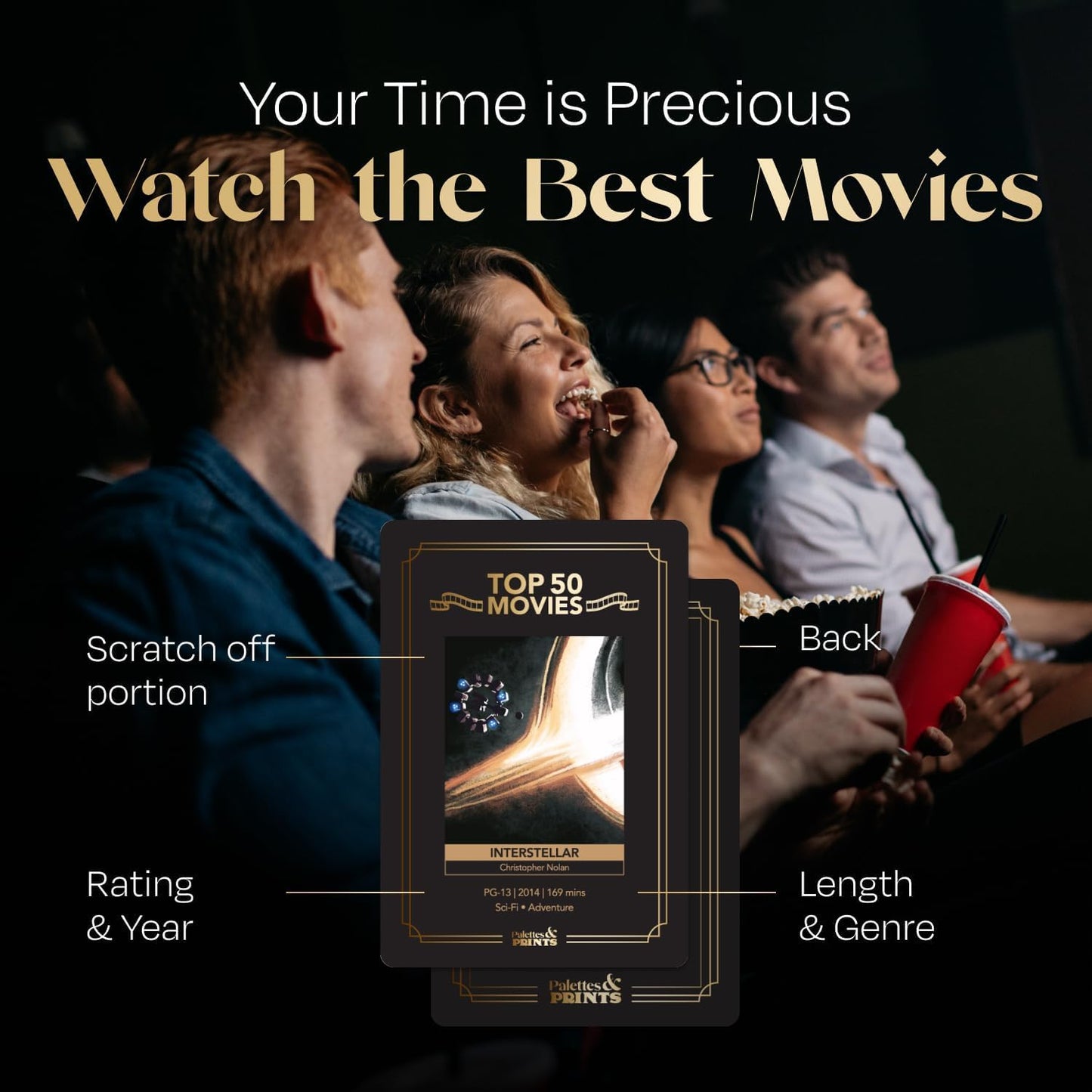 Palettes and Prints Fan Bundle: Top 50 & 50 Horror Movie Scratch Off Decks – Complete Movie Night Challenge