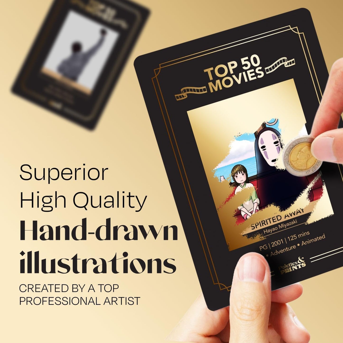 Palettes and Prints Fan Bundle: Top 50 & 50 Horror Movie Scratch Off Decks – Complete Movie Night Challenge