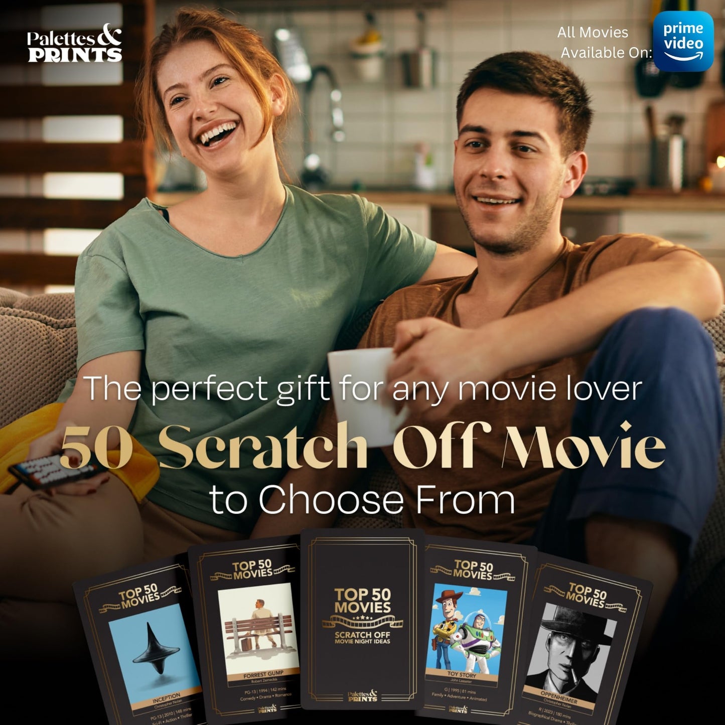 Palettes and Prints – Premium Movie Night Scratch Off Cards | Gifts for Movie Lovers