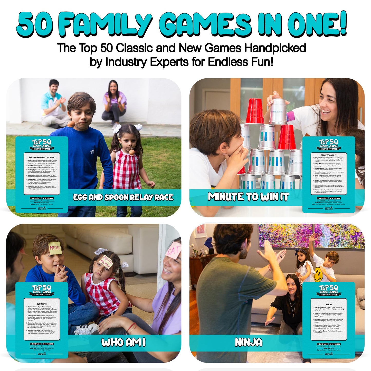 Palettes and Prints - 50-in-1 Scratch Off Card Games for Family Fun