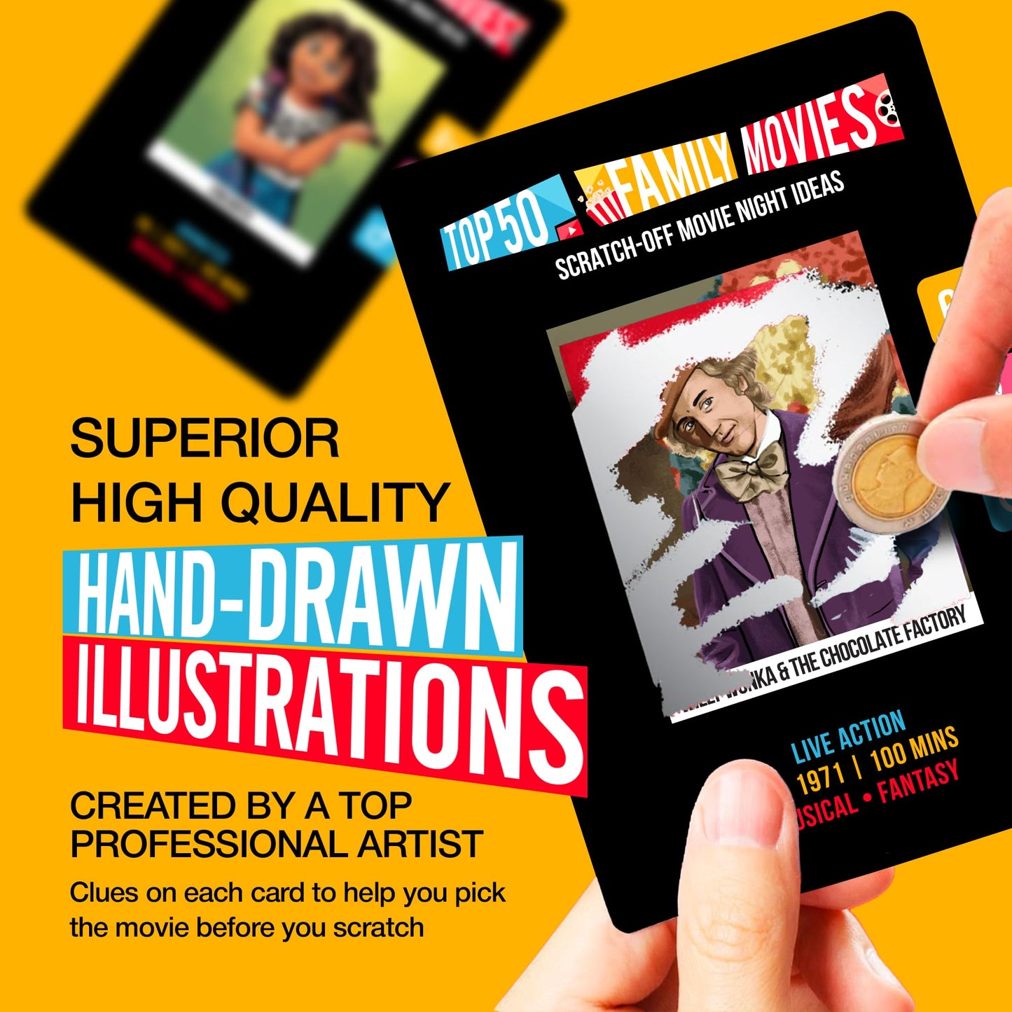 Palettes and Prints Premium Family Movie Night Scratch Off Cards – Family Gift & Movie Night Game