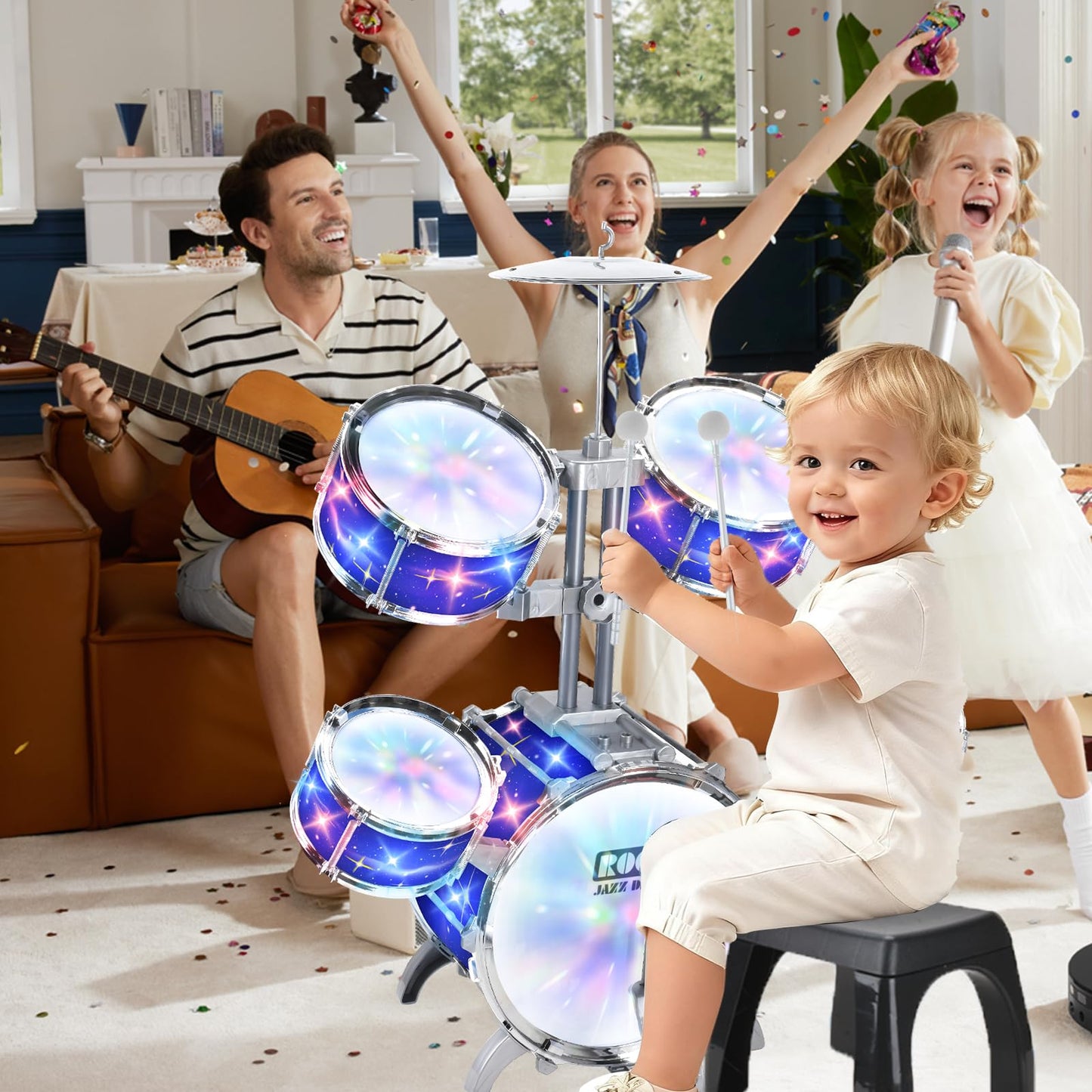 PaLeyFer Upgraded Kids Drum Set with Lights for Toddlers – Beginner Musical Toy